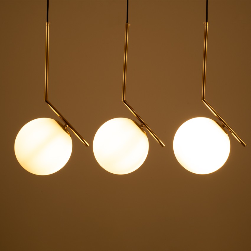 GLOBOSTAR® MONROE  Μοντέρνο Κρεμαστό Φωτιστικό Οροφής με Ντουί 3 x E27 AC 220-240V IP20 - Χρυσό & Λευκό - Μ74 x Π25 x Υ50cm