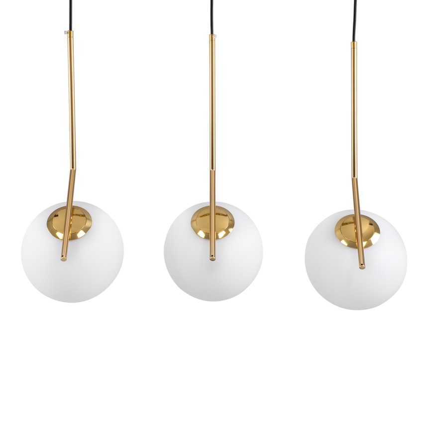 GLOBOSTAR® MONROE  Μοντέρνο Κρεμαστό Φωτιστικό Οροφής με Ντουί 3 x E27 AC 220-240V IP20 - Χρυσό & Λευκό - Μ74 x Π25 x Υ50cm