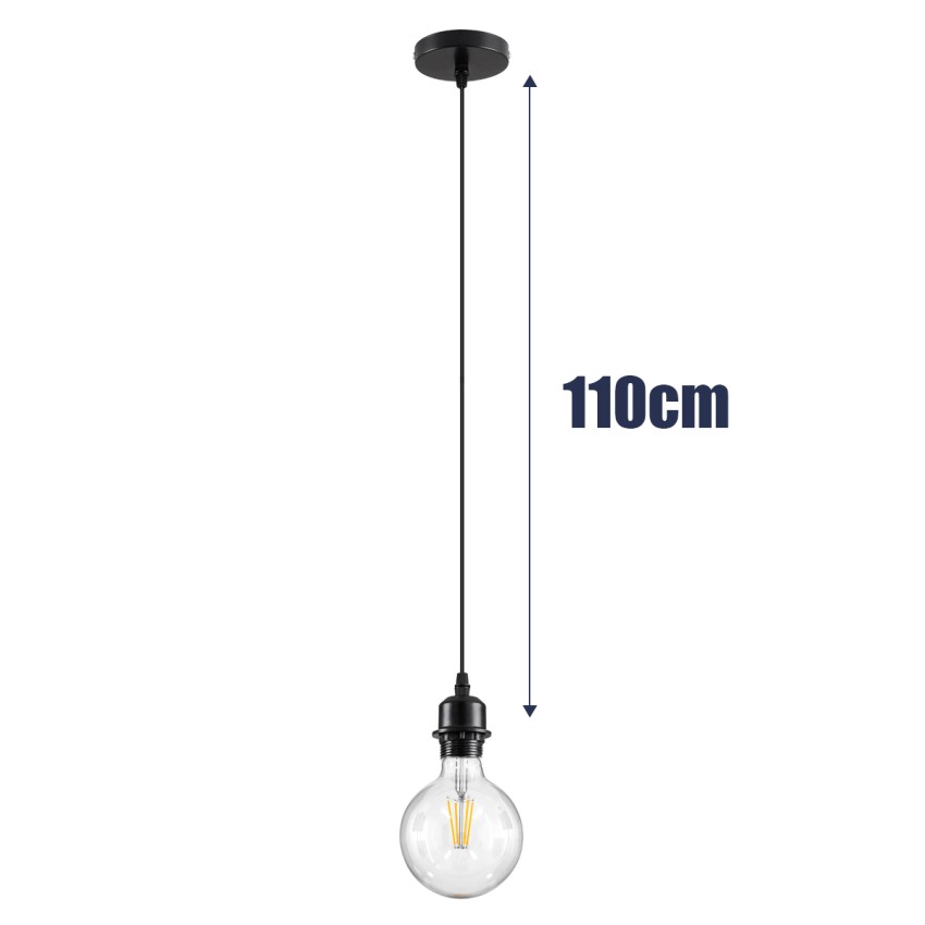 GLOBOSTAR® HANNA  Μοντέρνο Φωτιστικό Οροφής με Ντουί 1 x E27 AC 220-240V IP20 - Μαύρο - Μ4 x Π4 x Υ110cm