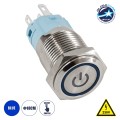 GLOBOSTAR® BUTTON  Φωτιζόμενος Χωνευτός Διακόπτης On/Off LED AC 220-240V 1 x 3A 690W Max Αδιάβροχο IP65 Μπλε - Μ1.8 x Π1.8 x Υ2cm