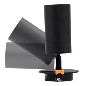 GLOBOSTAR® LEO  Χωνευτό Κινούμενο Φωτιστικό Downlight Σποτ με Ντουί 1 x GU10 90° AC 220-240V IP20 - Μαύρο Ματ - Μ9 x Π9 x Υ17cm / Q7cm