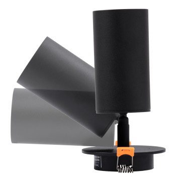 GLOBOSTAR® LEO  Χωνευτό Κινούμενο Φωτιστικό Downlight Σποτ με Ντουί 1 x GU10 90° AC 220-240V IP20 - Μαύρο Ματ - Μ9 x Π9 x Υ17cm / Q7cm