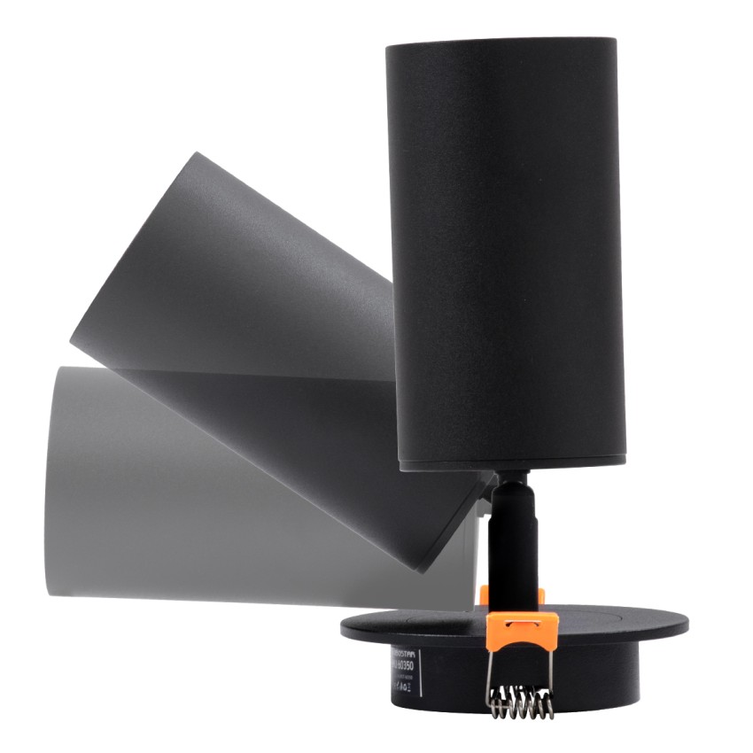 GLOBOSTAR® LEO  Χωνευτό Κινούμενο Φωτιστικό Downlight Σποτ με Ντουί 1 x GU10 90° AC 220-240V IP20 - Μαύρο Ματ - Μ9 x Π9 x Υ17cm / Q7cm
