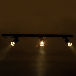 LEO  Μοντέρνο Φωτιστικό Οροφής Ράγα με Κινούμενα Σποτ Αλουμινίου Τρίφωτο 3 x GU10 AC 220-240V IP20 Μ100 x Π6 x Υ20cm - 2 Γραμμών - Μαύρο