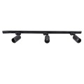 LEO  Μοντέρνο Φωτιστικό Οροφής Ράγα με Κινούμενα Σποτ Αλουμινίου Τρίφωτο 3 x GU10 AC 220-240V IP20 Μ100 x Π6 x Υ20cm - 2 Γραμμών - Μαύρο