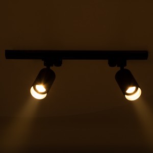 LEO  Μοντέρνο Φωτιστικό Οροφής Ράγα με Κινούμενα Σποτ Αλουμινίου Δίφωτο 2 x GU10 AC 220-240V IP20 Μ50.5 x Π6 x Υ20cm - 2 Γραμμών - Χρυσό Πλατίνα