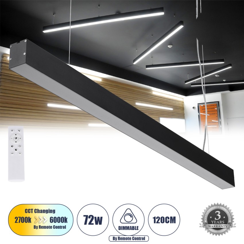 ORION -P Γραμμικό Κρεμαστό Φωτιστικό Linear LED CCT 72W 8600lm 120° AC 220-240V Μ120 x Π5.5 x Υ7cm - Εναλλαγή Φωτισμού μέσω Τηλεχειριστηρίου All In One Ψυχρό 6000k+Φυσικό 4500k+Θερμό 2700k Dimmable - Μαύρο ORION -P Γραμμικό Κρεμαστό Φωτιστικό Linear LED CCT 72W 8600lm 120° AC 220-240V Μ120 x Π5.5 x Υ7cm - Εναλλαγή Φωτισμού μέσω Τηλεχειριστηρίου All In One Ψυχρό 6000k+Φυσικό 4500k+Θερμό 2700k Dimmable - Μαύρο