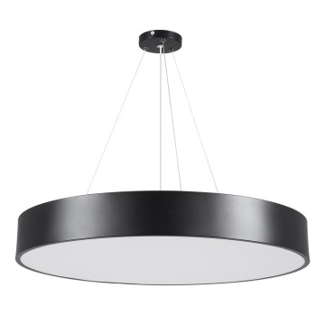 GLOBOSTAR® BURTON  Μοντέρνο Κρεμαστό Φωτιστικό Οροφής LED 75W 8625lm 120° AC 220-240V IP20 Ρυθμιζόμενο Λευκό CCT με Χειριστήριο από 2700K έως 6000K Dimmable - Lumileds SMD Chip - Μαύρο Ματ - Μ60 x Π60 x Υ8cm