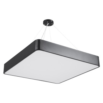 GLOBOSTAR® KAMALA  Μοντέρνο Κρεμαστό Φωτιστικό Οροφής LED 75W 8625lm 120° AC 220-240V IP20 Ρυθμιζόμενο Λευκό CCT με Χειριστήριο από 2700K έως 6000K Dimmable - Lumileds SMD Chip - Μαύρο Ματ - Μ60 x Π60 x Υ8cm