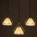 EIFFEL  Vintage Κρεμαστό Φωτιστικό Ράγα Τρίφωτο 3 x E27 IP20 Χρυσό Μέταλλο με Λευκό Ύφασμα - Μ68 x Π25 x Υ130cm