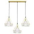 EIFFEL  Vintage Κρεμαστό Φωτιστικό Ράγα Τρίφωτο 3 x E27 IP20 Χρυσό Μέταλλο με Λευκό Ύφασμα - Μ68 x Π25 x Υ130cm