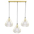 EIFFEL  Vintage Κρεμαστό Φωτιστικό Ράγα Τρίφωτο 3 x E27 IP20 Χρυσό Μέταλλο με Λευκό Ύφασμα - Μ68 x Π25 x Υ130cm