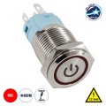 LED Φωτιζόμενος Διακόπτης Χωνευτός - Μπουτόν PUSH On Ανοξείδωτος DC 12V με Angel Eye Αδιάβροχο Φ18mm IP67 Κόκκινο