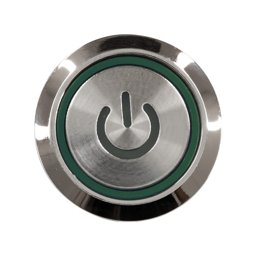 LED Φωτιζόμενος Διακόπτης Χωνευτός - Μπουτόν On/Off Ανοξείδωτος AC 220-240V Αδιάβροχο IP67 Φ18mm με Angel Eye Πράσινο