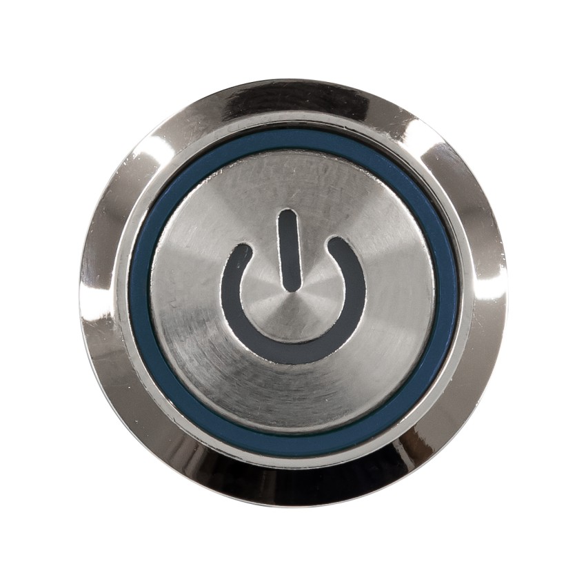 LED Φωτιζόμενος Διακόπτης Χωνευτός - Μπουτόν On/Off Ανοξείδωτος DC 12V με Angel Eye Αδιάβροχο Φ18mm IP67 Μπλε