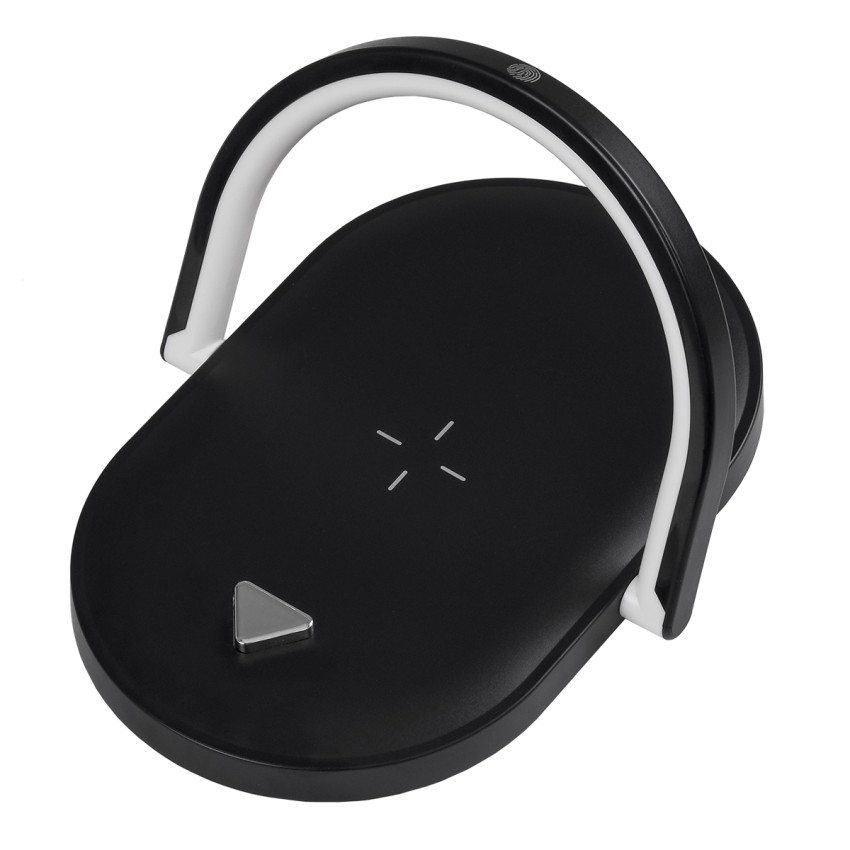 ECLIPSE  Μοντέρνο Επιτραπέζιο Φωτιστικό Πορτατίφ LED 15W 1200lm 180° AC 230V - με Ασύρματη Φόρτιση - Wireless Charger - Διακόπτη Αφής με 3 Εντάσεις Φωτισμού Φυσικό Λευκό 4500K Dimmable - Μ17 x Π13 x Υ10 - Μαύρο