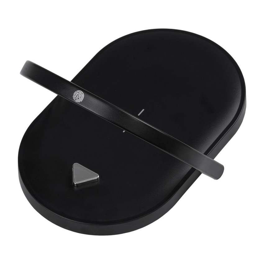 ECLIPSE  Μοντέρνο Επιτραπέζιο Φωτιστικό Πορτατίφ LED 15W 1200lm 180° AC 230V - με Ασύρματη Φόρτιση - Wireless Charger - Διακόπτη Αφής με 3 Εντάσεις Φωτισμού Φυσικό Λευκό 4500K Dimmable - Μ17 x Π13 x Υ10 - Μαύρο