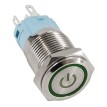 GLOBOSTAR® BUTTON  Φωτιζόμενος Χωνευτός Διακόπτης On/Off LED DC 12V 1 x 3A 690W Max Αδιάβροχο IP65 Πράσινο - Μ1.8 x Π1.8 x Υ2cm