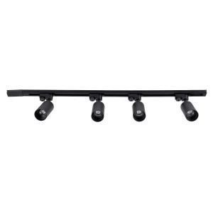 GLOBOSTAR® LEO  Μοντέρνο Φωτιστικό Οροφής με Ντουί 4 x GU10 AC 220-240V IP20 - Μαύρο - Μ100 x Π6 x Υ20cm