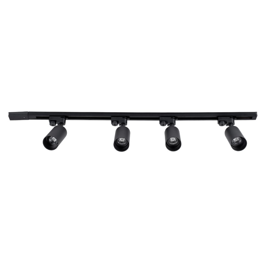 GLOBOSTAR® LEO  Μοντέρνο Φωτιστικό Οροφής με Ντουί 4 x GU10 AC 220-240V IP20 - Μαύρο - Μ100 x Π6 x Υ20cm