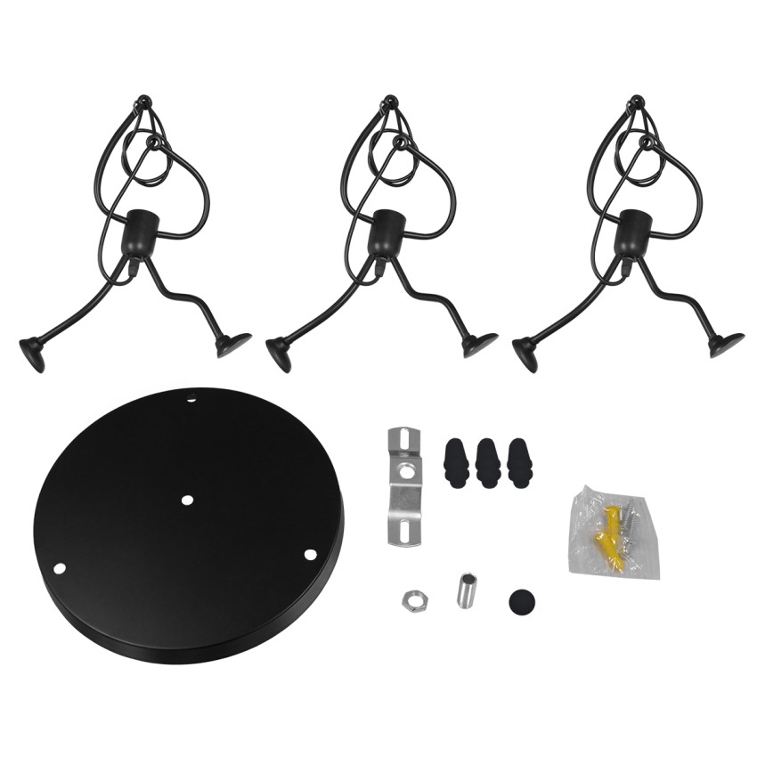 GLOBOSTAR® FIGURE  Παιδικό Κρεμαστό Φωτιστικό Οροφής με Ντουί 3 x E27 AC 220-240V IP20 - Μαύρο - Μ45 x Π45 x Υ40cm