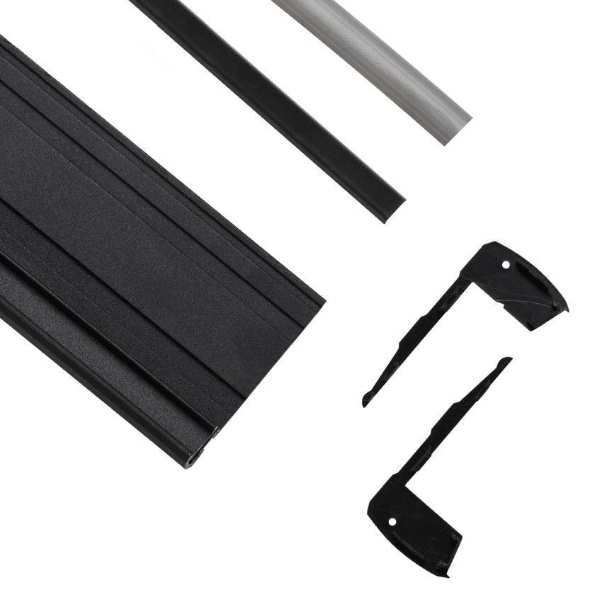 STAIR-PROFILE  Προφίλ Αλουμινίου - Βάση & Ψύκτρα Ταινίας LED με Μαύρο Φιμέ Κάλυμμα - Χρήση σε Σκαλοπάτια - Πατητό Κάλυμμα - Μαύρο - 3 Μέτρα - Μ300 x Π8 x Υ3.2cm