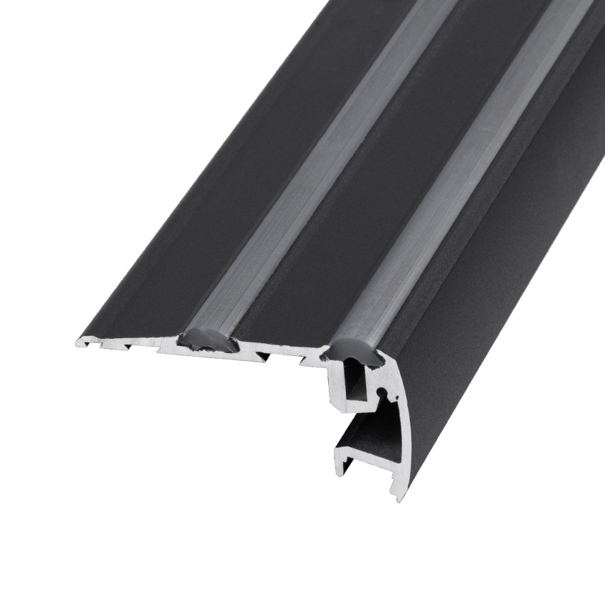STAIR-PROFILE  Προφίλ Αλουμινίου - Βάση & Ψύκτρα Ταινίας LED με Μαύρο Φιμέ Κάλυμμα - Χρήση σε Σκαλοπάτια - Πατητό Κάλυμμα - Μαύρο - 3 Μέτρα - Μ300 x Π8 x Υ3.2cm