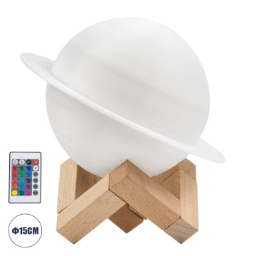 CRONUS  Μοντέρνο Επιτραπέζιο Φωτιστικό Πορτατίφ LED 2W 120lm 360° DC 5V - Εναλλαγή Φωτισμού μέσω Τηλεχειριστηρίου & Αφής - Dimmable - RGBW - Φ15 x Υ13.5 - Λευκό