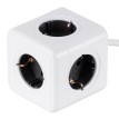 TRAVEL PowerCube PRO Certified  Πολύπριζο 5 Θέσεων με 1.5m Kαλώδιο - 5 Πρίζες Ασφαλείας Childproof EU Schuko AC 220-240V Μ7.5 x Π7.5 x Υ7.5 - Λευκό με Γκρι - Max Load 3680W/16A