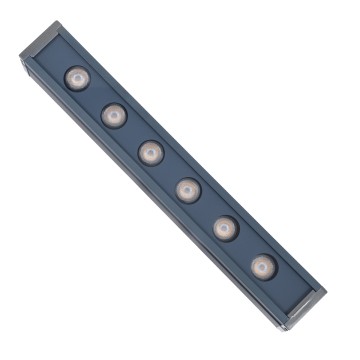GLOBOSTAR® WASHERMARGO  Μπάρα Φωτισμού Wall Washer LED 6W 660lm 30° DC 24V Αδιάβροχο IP65 Θερμό Λευκό 2700Κ Dimmable - Bridgelux SMD Chip - Γκρι Ανθρακί - Μ30 x Π4 x Υ5cm