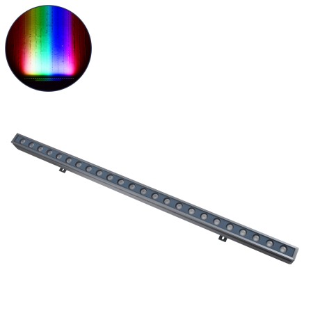 GLOBOSTAR® WASHER-FAIA  Μπάρα Φωτισμού Wall Washer με Αντιθαμβωτική Γρίλια LED 36W 3780lm 30° DC 24V Αδιάβροχο IP65 Πολύχρωμο RGBW Dimmable DMX512 - Γκρι Ανθρακί - Μ100 x Π4 x Υ5cm