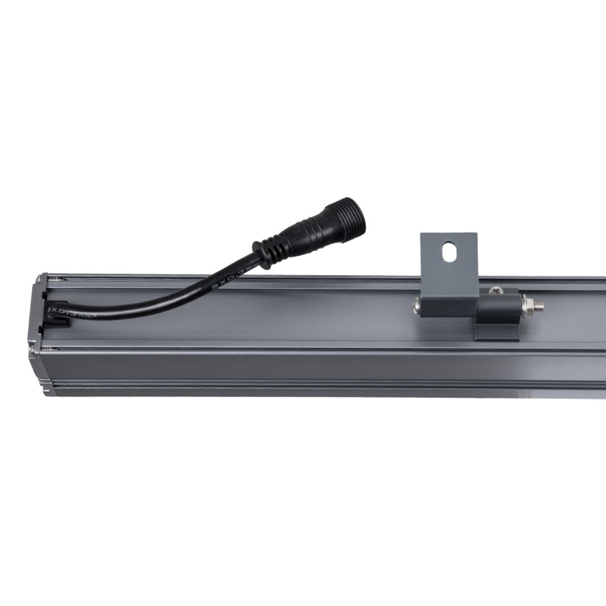 GLOBOSTAR® WASHER-FAIA  Μπάρα Φωτισμού Wall Washer με Αντιθαμβωτική Γρίλια LED 36W 3780lm 30° DC 24V Αδιάβροχο IP65 Πολύχρωμο RGBW Dimmable DMX512 - Γκρι Ανθρακί - Μ100 x Π4 x Υ5cm