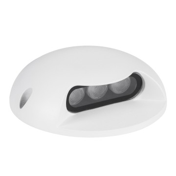 GLOBOSTAR® STEP-LUNA  Αρχιτεκτονικό Φωτιστικό Διαδρόμου/Σκαλοπατιού LED 3W 330lm 10° DC 24V Αδιάβροχο IP65 Θερμό Λευκό 2700K Dimmable - Λευκό - Φ12 x Υ3cm