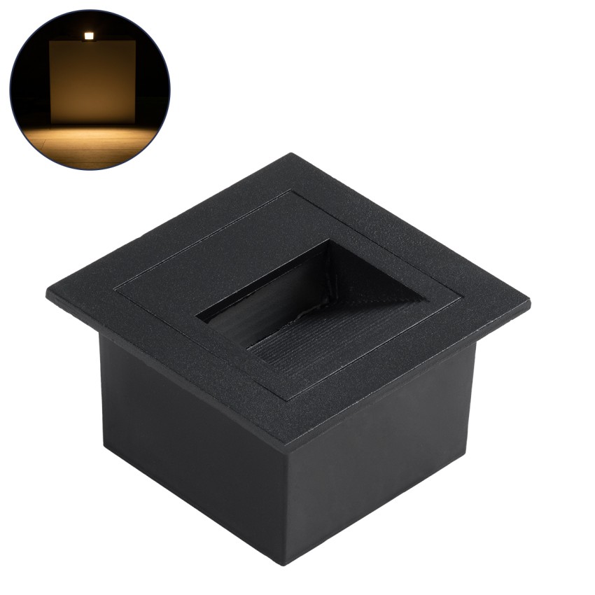 GLOBOSTAR® STEP-MINA  Χωνευτό Αρχιτεκτονικό Φωτιστικό Διαδρόμου/Σκαλοπατιού LED 3W 330lm 30° DC 24V Αδιάβροχο IP65 Θερμό Λευκό 2700K Dimmable - Μαύρο - Μ8.3 x Π8.3 x Υ5cm / Q6.6cm