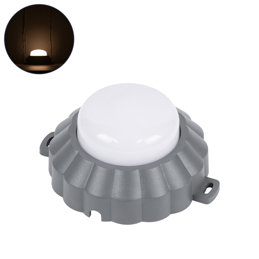 WALLLIGHT-MONA  Φωτιστικό Τοίχου - Απλίκα Point Light LED 6W 660lm 360° DC 24V Αδιάβροχο IP65 Φ11 x Υ6.5cm Θερμό Λευκό 3000K - Γκρι Ανθρακί