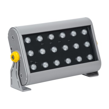 GLOBOSTAR® FLOOD-HENA  Προβολέας Σποτ Wall Washer LED 36W 3600lm 30° DC 24V Αδιάβροχο IP65 RGB DMX512 Dimmable - Ασημί - Μ30 x Π6 x Υ17cm