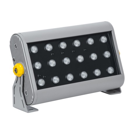 GLOBOSTAR® FLOOD-HENA  Προβολέας Σποτ Wall Washer LED 36W 3600lm 30° DC 24V Αδιάβροχο IP65 RGB DMX512 Dimmable - Ασημί - Μ30 x Π6 x Υ17cm