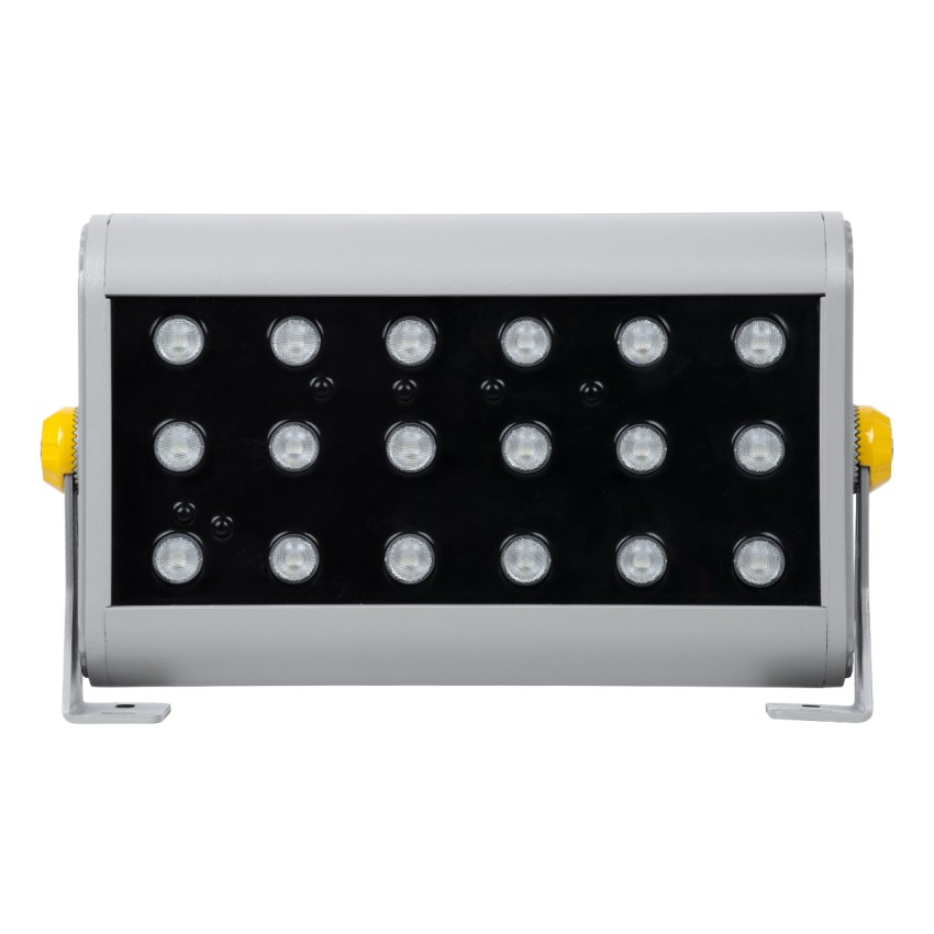 GLOBOSTAR® FLOOD-HENA  Προβολέας Σποτ Wall Washer LED 36W 3600lm 30° DC 24V Αδιάβροχο IP65 RGB DMX512 Dimmable - Ασημί - Μ30 x Π6 x Υ17cm