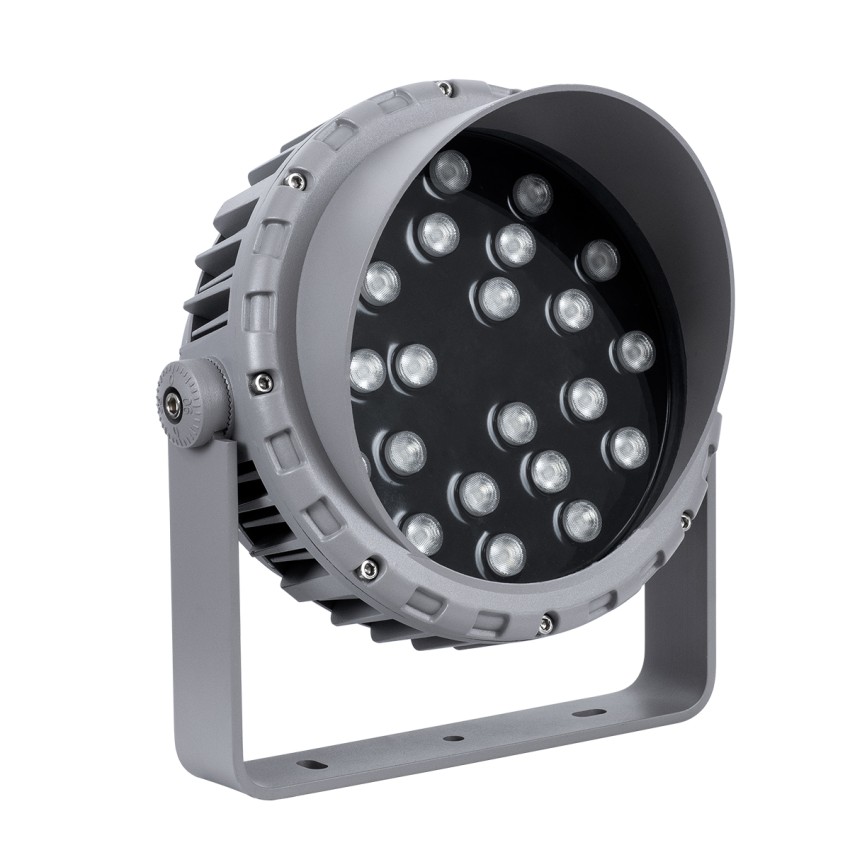 FLOOD-MENA  Προβολέας Wall Washer με Αντιθαμβωτική Γρίλια για Φωτισμό Κτιρίων LED 36W 3060lm 30° DC 24V Αδιάβροχο IP65 Φ23 x Υ18cm Πολύχρωμο RGBW DMX512 - Ασημί