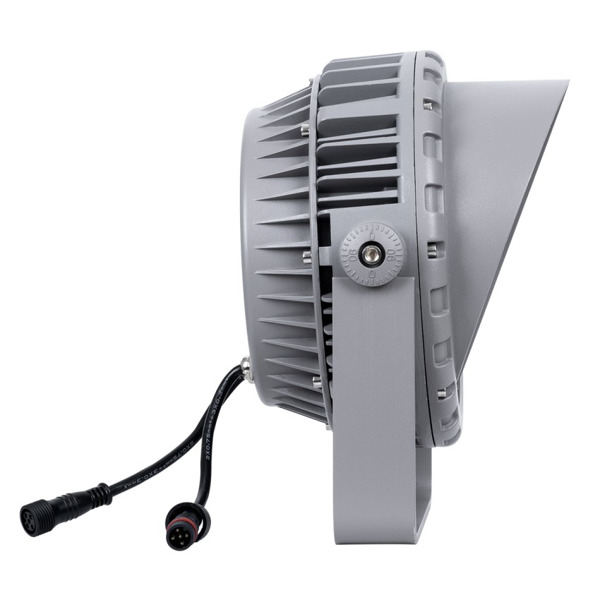 FLOOD-MENA  Προβολέας Wall Washer με Αντιθαμβωτική Γρίλια για Φωτισμό Κτιρίων LED 36W 3060lm 30° DC 24V Αδιάβροχο IP65 Φ23 x Υ18cm Πολύχρωμο RGBW DMX512 - Ασημί