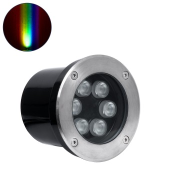 UNDERGROUND-TINA  Χωνευτό Φωτιστικό Σποτ Δαπέδου LED 9W 945lm 30° DC 24V Αδιάβροχο IP65 Φ12 x Υ9cm Πολύχρωμο RGBW DMX512 - Ανοξείδωτο Ατσάλι