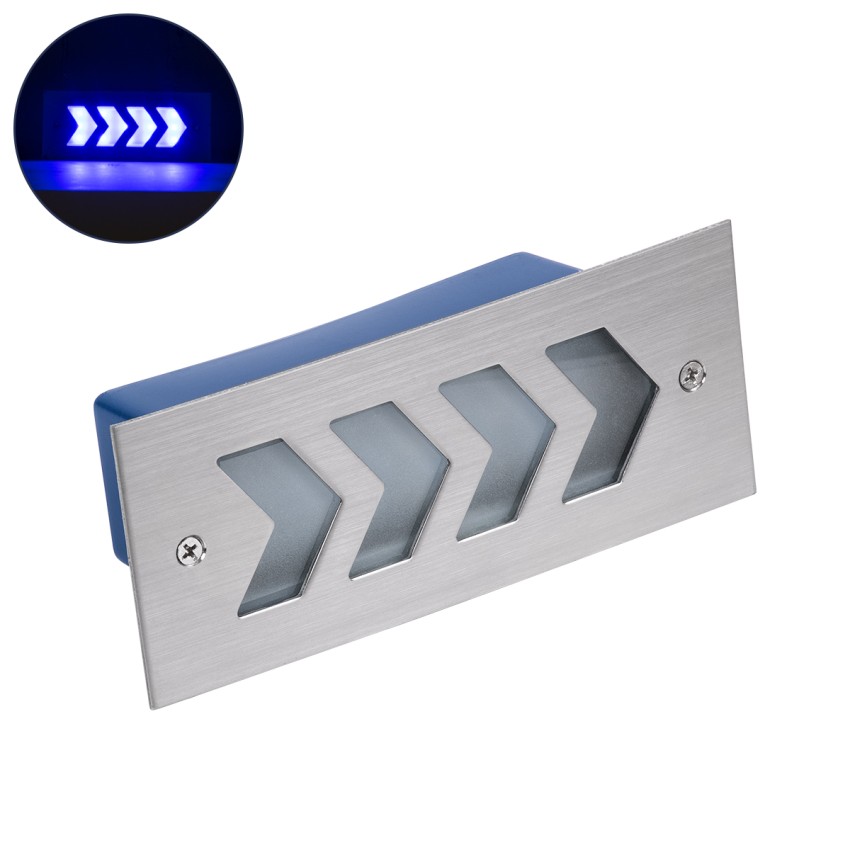 WALLLIGHT-ARINA  Χωνευτό Φωτιστικό Τοίχου LED 6W 600lm 120° DC 24V Αδιάβροχο IP67 Μ17 x Π7 x Υ5.5cm Μπλε - Ανοξείδωτο Ατσάλι