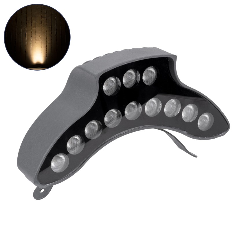 GLOBOSTAR® TREELIGHT-PINA  Κυρτή Μπάρα Φωτισμού Wall Washer για Φυτά - Δέντρα LED 12W 1320lm 30° DC 24V Αδιάβροχο IP65 Θερμό Λευκό 2700K Dimmable - Γκρι Ανθρακί - Μ20.5 x Π5.5 x Υ12cm