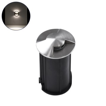 GLOBOSTAR® UNDERGROUND-RENA  Χωνευτό Αρχιτεκτονικό Φωτιστικό Διαδρόμου/Σκαλοπατιού LED 1W 115lm 30° DC 24V Αδιάβροχο IP68 Φυσικό Λευκό 4500K Dimmable - Ανοξείδωτο Ατσάλι 304 - Φ5 x Υ9cm / Q4.2cm