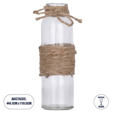LUCY Διακοσμητικό Βάζο Γυάλινο Διάφανο με Σχοινί Φ5.7 x Υ19.3cm LUCY Διακοσμητικό Βάζο Γυάλινο Διάφανο με Σχοινί Φ5.7 x Υ19.3cm
