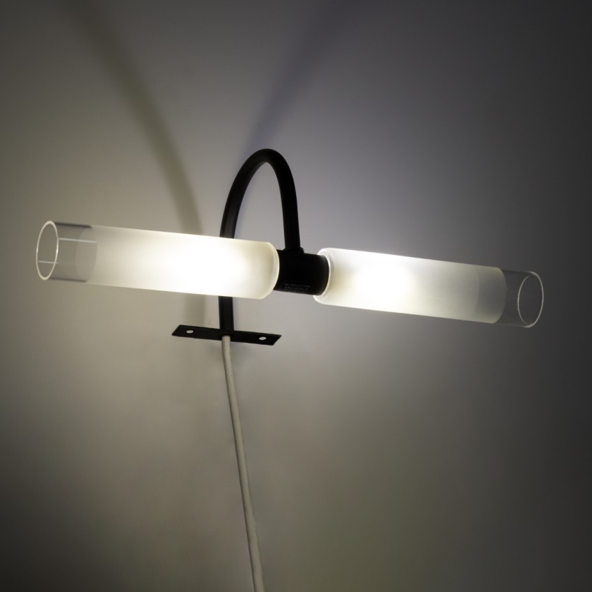 FLORA  Μοντέρνο Φωτιστικό Τοίχου - Απλίκα Καθρέπτη Μπάνιου - Πίνακα 2 x G9 270° AC 220-240V IP44 Μ31 x Π13 x Υ12cm - Μαύρο