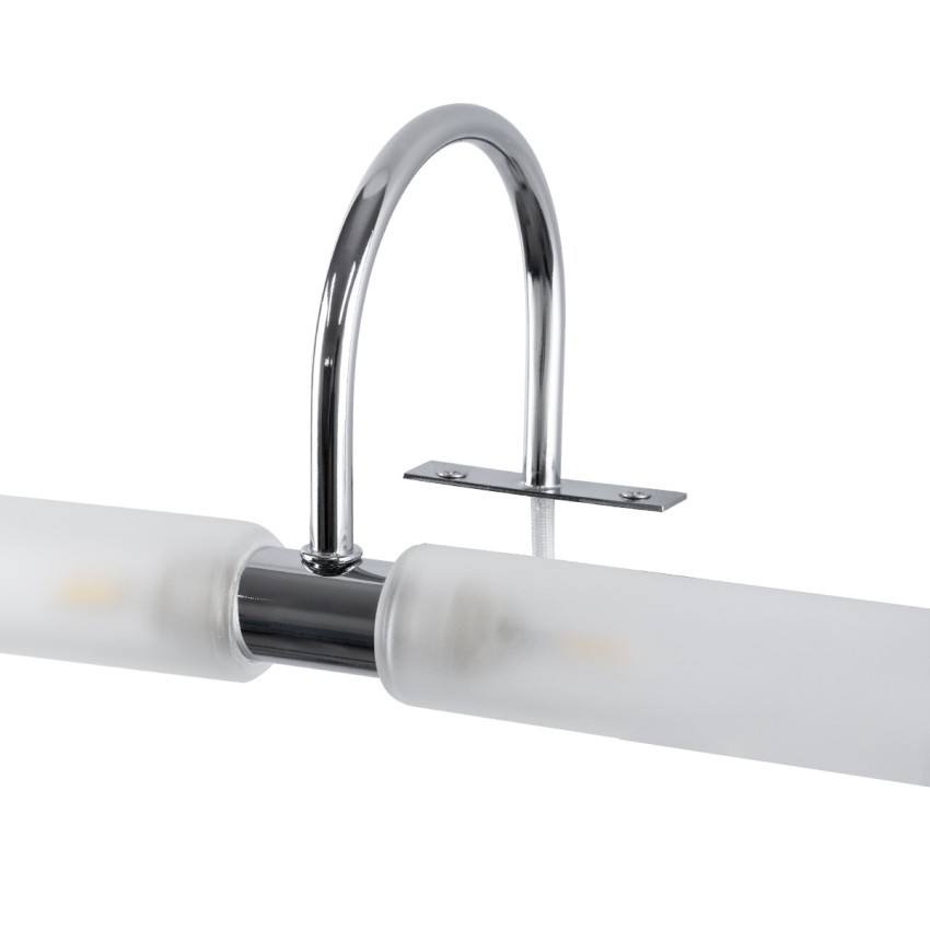 GLOBOSTAR® FLORA  Μοντέρνο Φωτιστικό Τοίχου - Απλίκα Καθρέπτη Μπάνιου με Ντουί 2 x G9 AC 220-240V IP44 - Νίκελ Χρώμιο - Μ31 x Π13 x Υ12cm