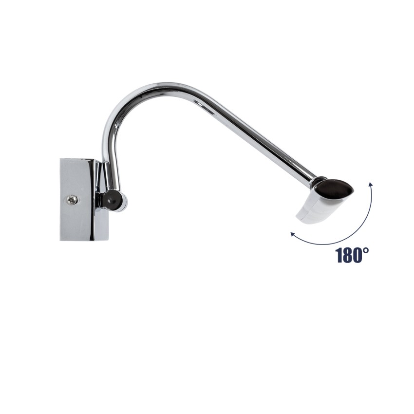 GLOBOSTAR® MIRA  Μοντέρνο Φωτιστικό Τοίχου - Απλίκα Καθρέπτη Μπάνιου LED 12W 1400lm 120° AC 220-240V IP20 Φυσικό Λευκό 4500K - Bridgelux SMD Chip - Νίκελ Χρώμιο - Μ60 x Π20 x Υ13cm