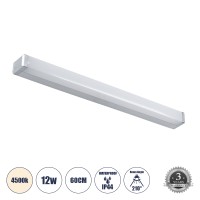 GLOBOSTAR® RENATA  Μοντέρνο Φωτιστικό Τοίχου - Απλίκα Καθρέπτη Μπάνιου LED 12W 1400lm 180° AC 220-240V IP20 Φυσικό Λευκό 4500K - Bridgelux SMD Chip - Νίκελ Χρώμιο - Μ60 x Π4 x Υ5.5cm