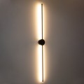 GLOBOSTAR® DIADEM  Μοντέρνο Φωτιστικό Τοίχου - Απλίκα LED 18W 2160lm 120° AC 220-240V IP20 Ρυθμιζόμενο Λευκό CCT με On/Off 2700K/4500K/6000K - Lumileds SMD Chip - Μαύρο Ματ - Μ10 x Π4 x Υ120cm